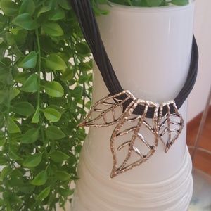 Black Leather Cord with Pendant Necklace